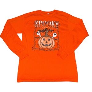Custom Made Halloween Vibrant Orange Long Sleeve Shirt